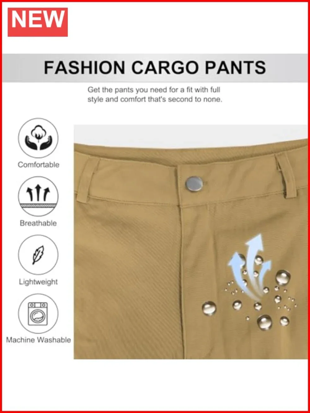 High Waisted Cargo Pants with 6 Pockets Stretchy Straight Leg